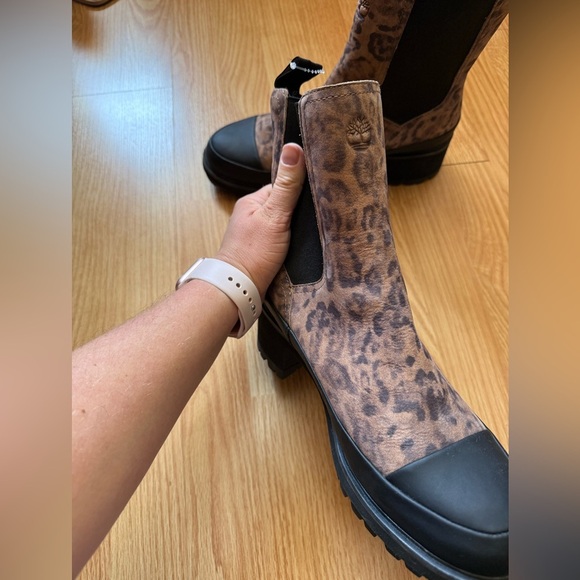NEW Timberland Womens Kori Park 2.0 Brown Nubuck Leopard Print Chelsea Boots 10 - Picture 7 of 7